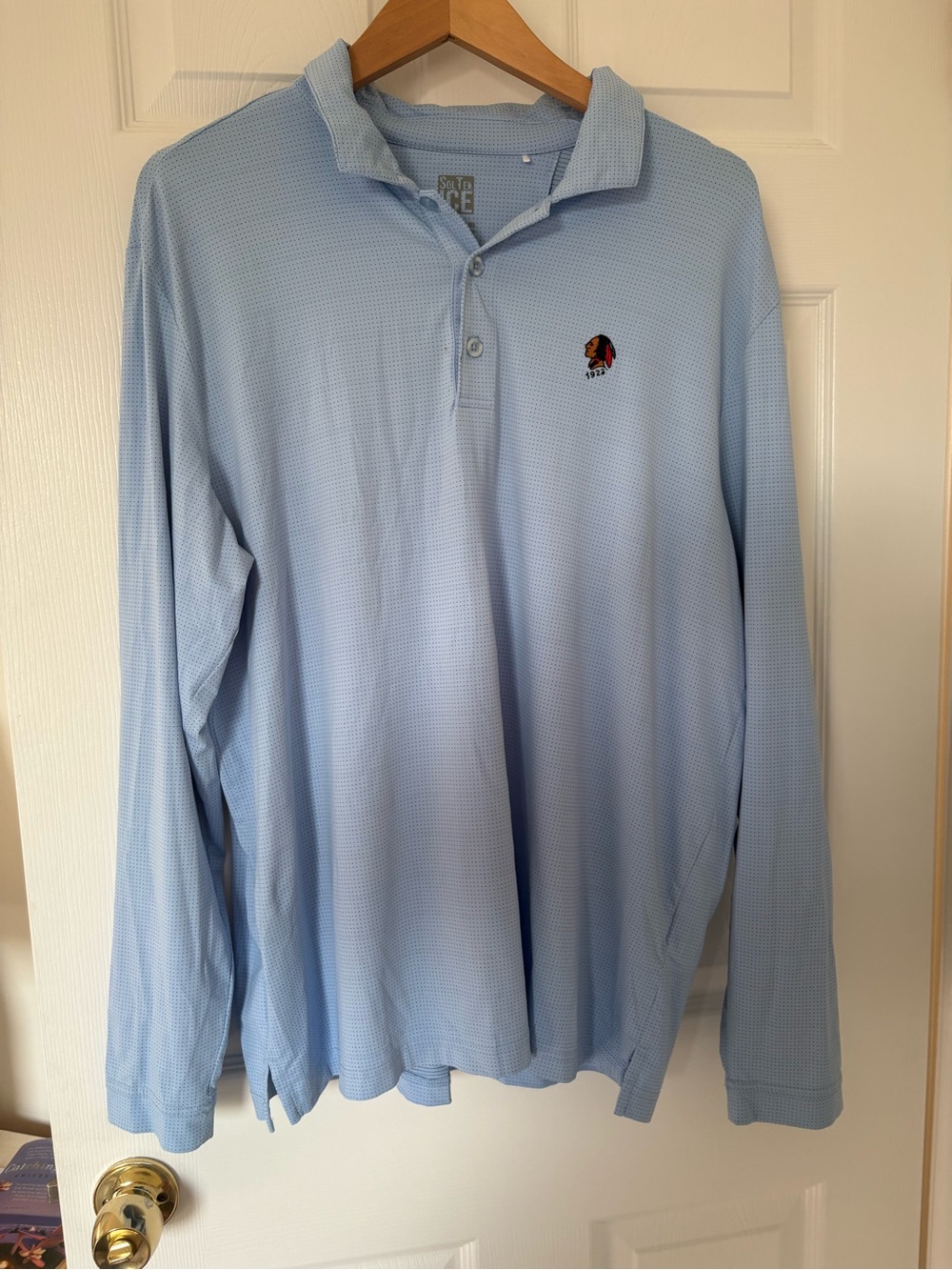 Men's Light Blue Long-Sleeve Polo Indian Head Golf Club